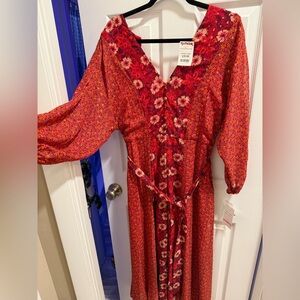 NWT Taylor Red/Orange/Pink Floral Dress